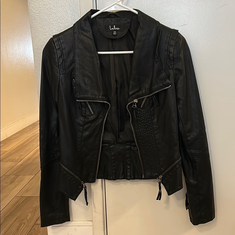 Lulus Black Women's Motorcycle/Vegan Leather Jacket